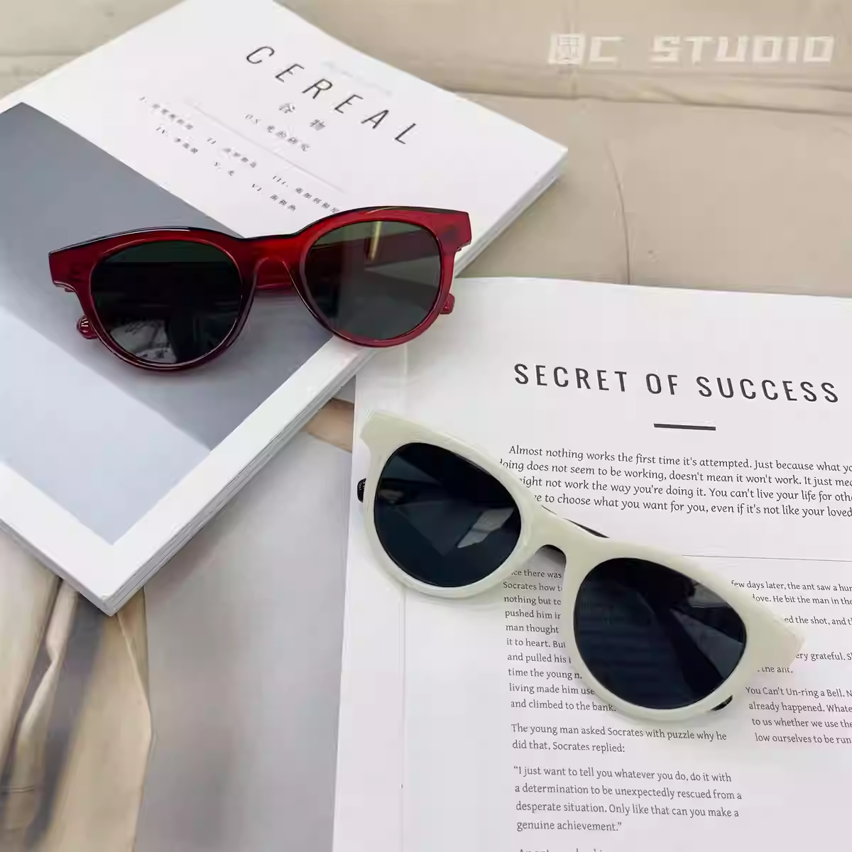 韩版新款海边度假墨镜女高级感米白框防紫外线可配近视太阳眼镜潮