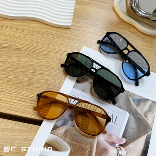 港风复古大框双梁太阳镜男士个性时尚高级感ins拍照蛤蟆墨镜女潮