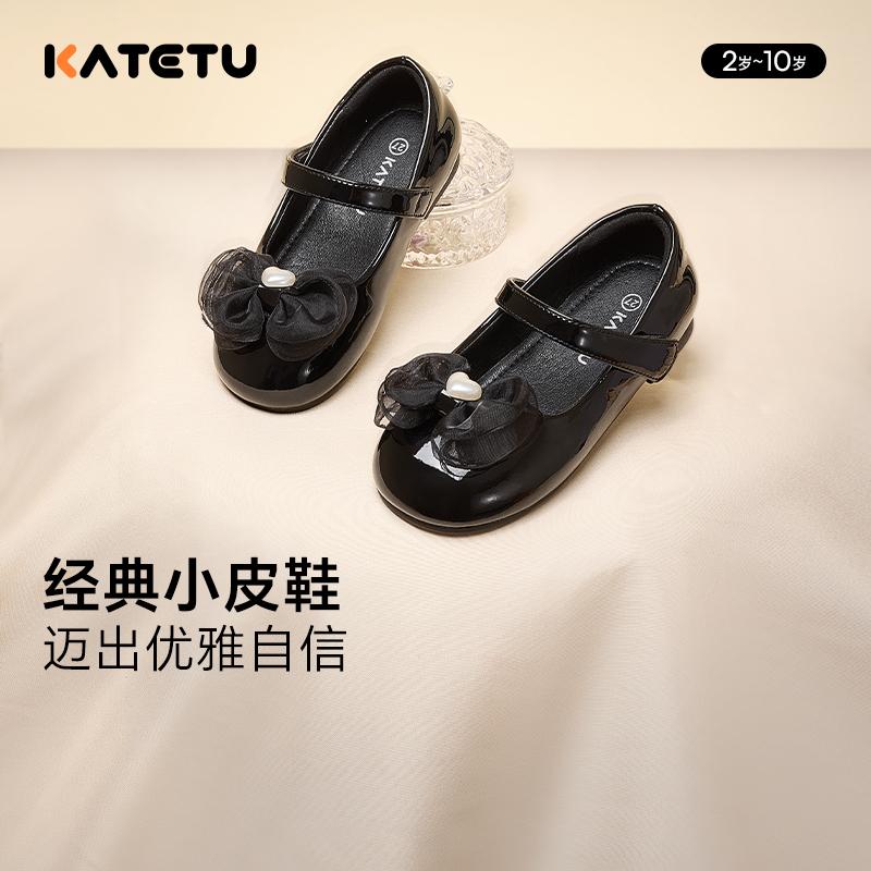 童鞋黑色英伦风女童皮鞋