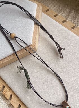 皮绳黄金可搭和田玉百搭简约挂绳百搭纯手工编织长款成品细吊坠绳