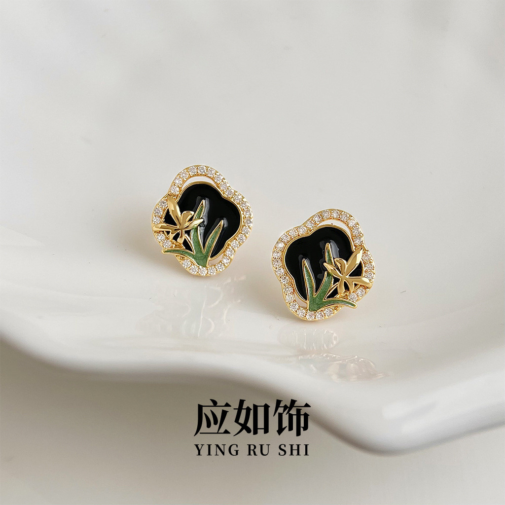 【原创】复古珐琅耳钉/耳夹女