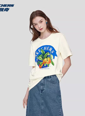 Skechers斯凯奇男女同款纯棉针织短袖水果印花透气T恤衫L124U123