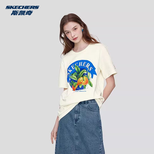 Skechers斯凯奇男女同款纯棉针织短袖水果印花透气T恤衫L124U123