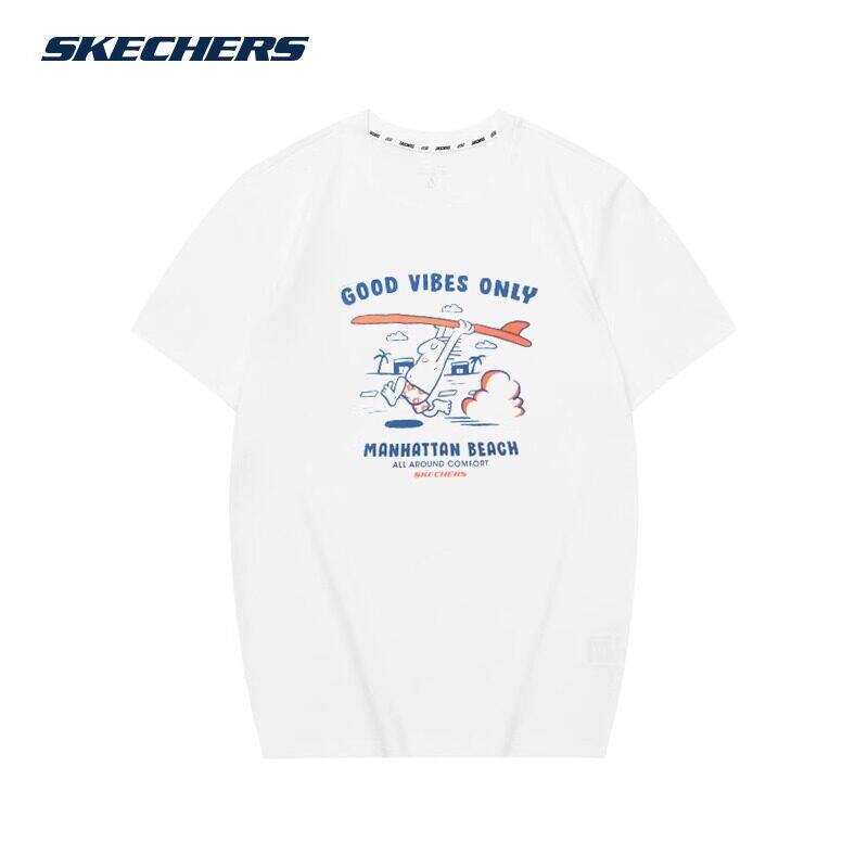 Skechers斯凯奇短袖2024男女情侣休闲圆领上衣运动t恤FHL122U238