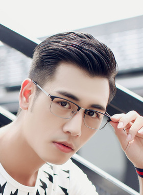 TR90复古金属半框眼镜框男潮配近视眼镜成品女平光镜防辐射眼睛框