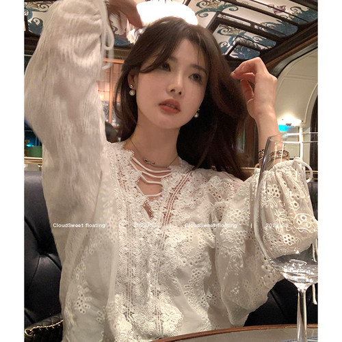 法式重工刺绣白色连衣裙女夏高级感收腰长款裙子