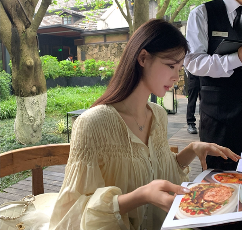 念夏 法式塔克线防晒长袖衬衫外套女夏宽松薄款