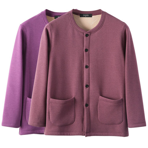 圆领大码妈妈开衫保暖上衣