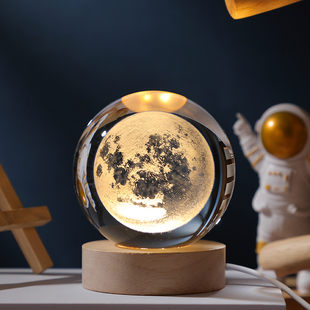 发光星空月球水晶球小夜灯桌面小摆件玻璃球生日礼物送女生高级感