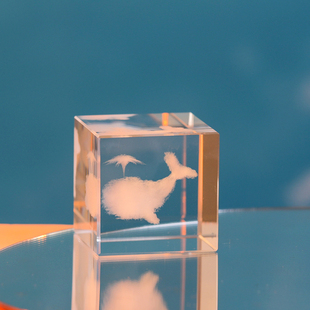 领养一朵来自天空的云水晶立方体桌面摆件生日礼物女生闺蜜高级感