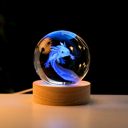 发光水晶球小夜灯桌面摆件高级感