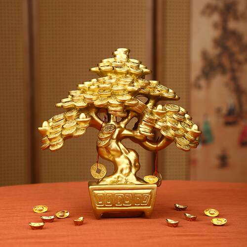 铜钱发财树招财摆件前台开业礼品