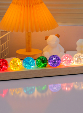 发光七彩水晶球小夜灯桌面摆件