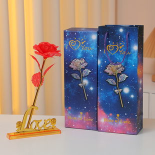 永生玫瑰花金箔花束生日礼物送女生女友闺蜜小众高级感妇女节礼物