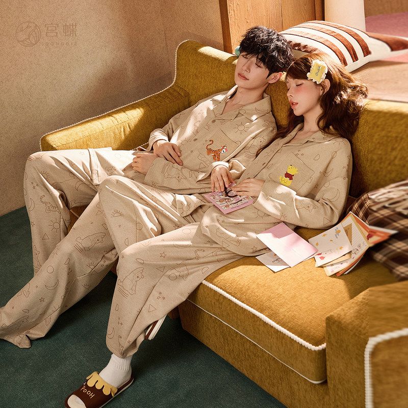 2025【蓄热型】联名款噗噗熊秋冬情侣睡衣女保暖德绒卡通家居服男