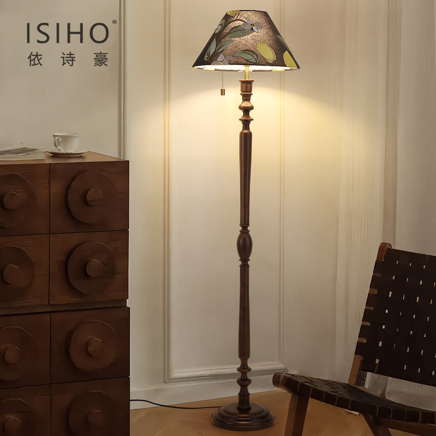 法式中古风高级感刺绣灯罩落地灯