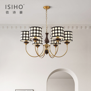 复古客厅吊灯中古实木法式餐厅灯美式简约卧室书房南洋衣帽间灯具