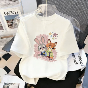 中大童韩版 2026新款 卡通印花百搭纯棉宽松t恤上衣潮 夏季 儿童短袖