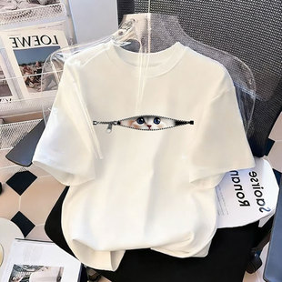 中大童女孩洋气儿童百搭纯棉宽松t恤上衣潮 2026新款 女童短袖 夏季