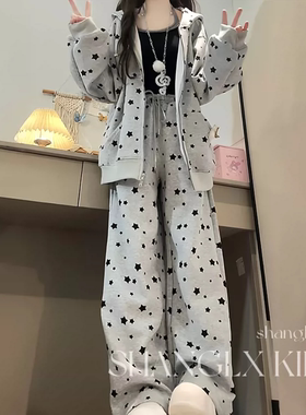 女童兔耳朵外套套装秋季2026新款儿童洋气女孩设计感阔腿裤两件套