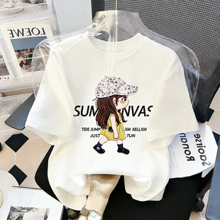 中大童卡通印花小女孩百搭宽松韩系t恤上衣 2026新款 女童短袖 夏季