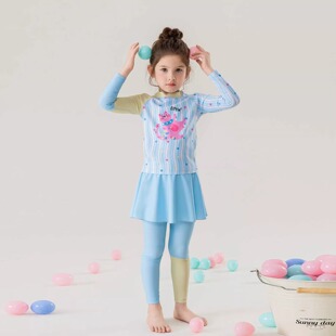 长裤 女童泳衣夏装 长袖 大童女孩洋气儿童夏季 速干游泳衣潮 2026新款