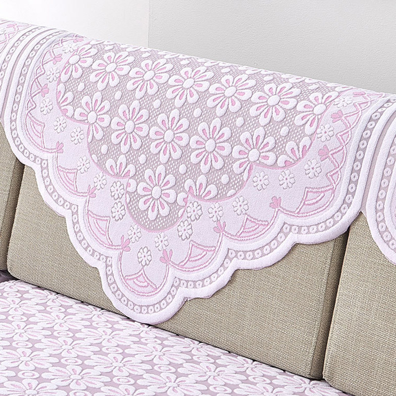 蕾丝加厚沙发巾四季防滑全包连体方形沙发坐垫三角靠背扶手盖布巾