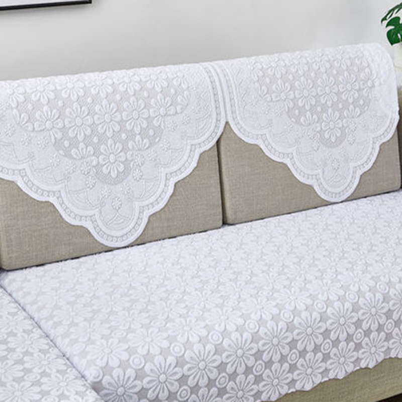 加厚蕾丝沙发巾防滑全包米白色沙发坐垫连体三角靠背扶手盖布巾套