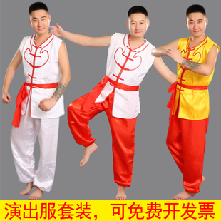 陕北民族风舞蹈表演服喜庆锣鼓队腰鼓服秧歌打鼓服赛龙舟演出服男