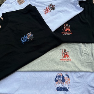 新款 美式 夏季 印花T恤男女同款 宽松休闲百搭上衣 潮牌重磅纯棉短袖