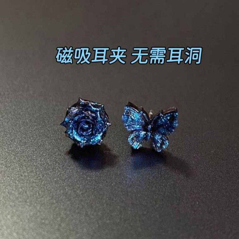 幽蓝蝴蝶 | 钻蓝耳饰蓝色蝴蝶耳夹