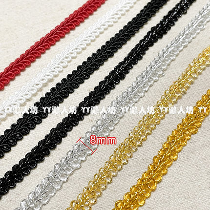 10/40米价0.8CM人字蜈蚣带金银黑白红色窄细花边辅料民族手工装饰