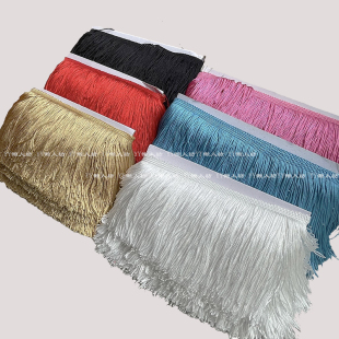 10CM金黑红白粉蓝色手工戏曲服装 饰品辅料一米价 流苏花边舞台服装