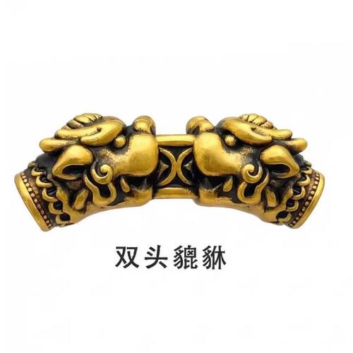 999黄金双头青龙转运珠足金刺青复古黑金貔貅螭龙铜钱硬金手链男