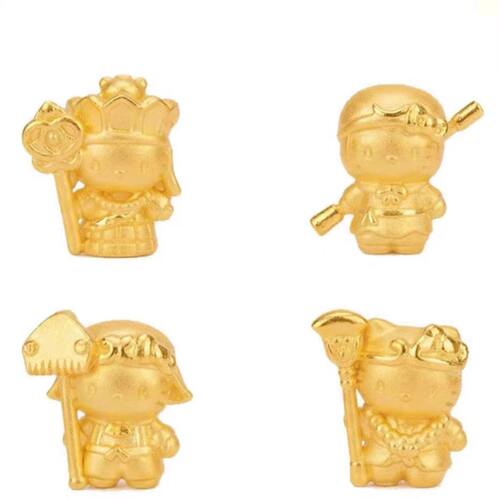 999足金西游记凯蒂猫转运珠黄金HelloKitty卡通可爱串珠硬金手链