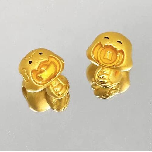 蛇年黄金招财元宝蛇转运珠999足金手链生肖蛇铜钱串珠硬金摇摇蛇