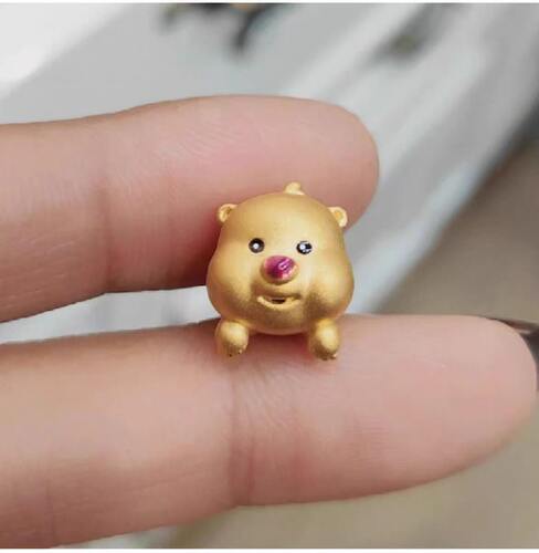 999足金露比转运珠3D硬金黄金loopy可爱小海狸手链卡通串珠送女友