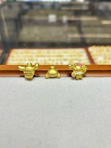 足金999玉桂狗吊坠黄金转运珠3d硬金