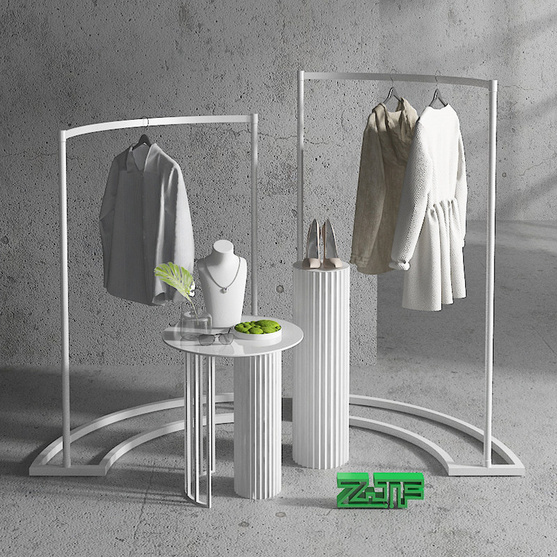 众匠坊ZJF 服装架中岛架服装店展示架落地式衣架龙门架弧形侧挂