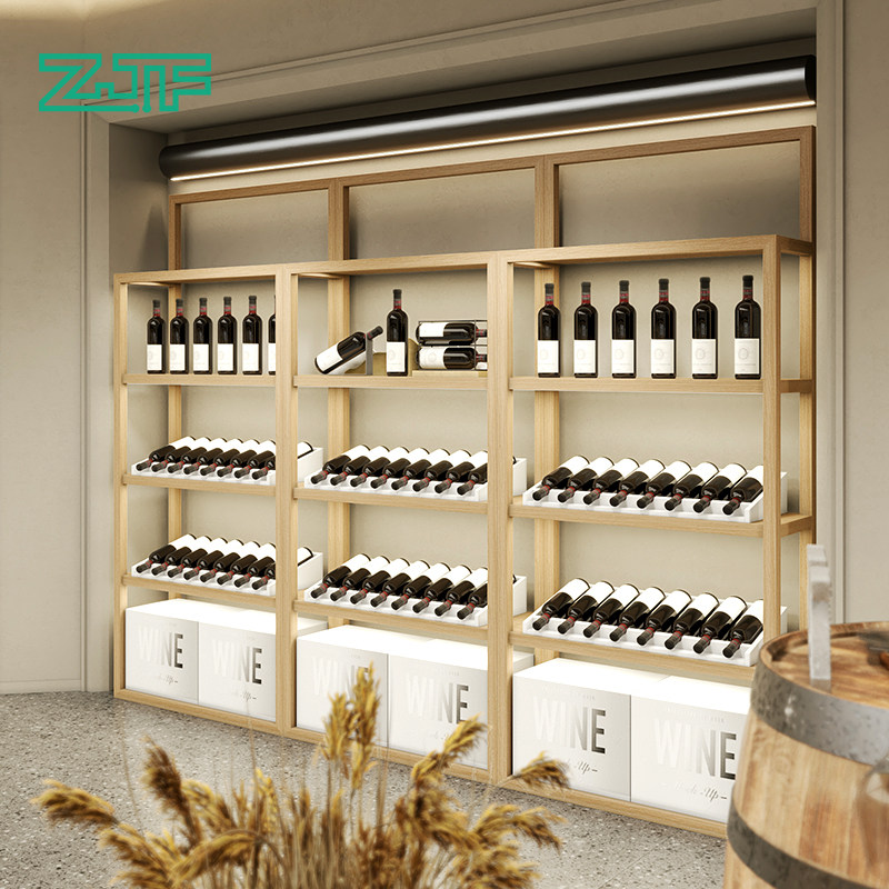 众匠坊红酒专用实木展示架货架商用葡萄酒店铺靠墙多层陈列架订制_虎窝淘
