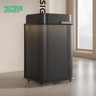 众匠坊黑色轻奢迎宾台餐厅门口可移动接待台带轮子咨询台咨客台