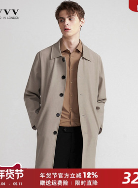 2025新品巴尔马肯男士风衣单排扣高级感纯色休闲春季中长款潮外套