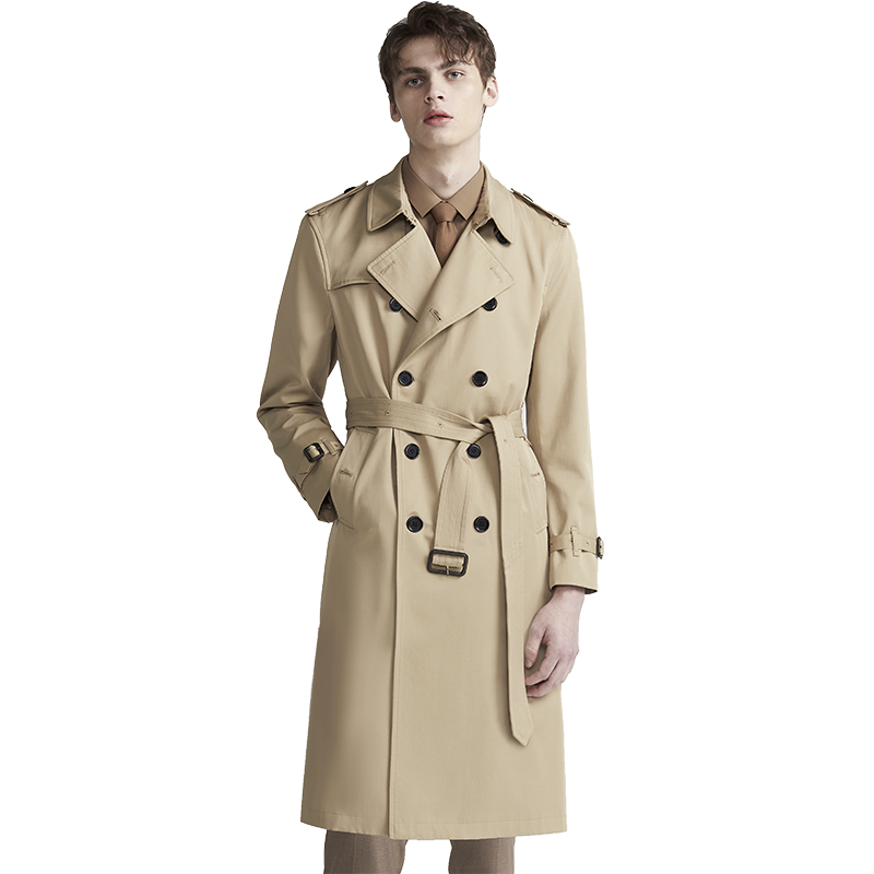 Trench coat 2026春秋男士风衣加长款过膝青年帅气战壕修身潮外套