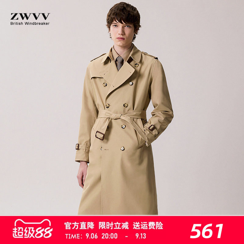 防泼水Trench coat 春秋男士风衣2026新品长款过膝战壕英伦潮外套