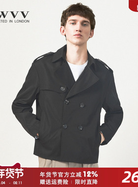 ZWVV秋季新款风衣男中长款英伦风休闲潮流帅气短款简约韩版男外套