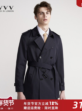 春秋季男士风衣英伦双排扣2024休闲短款青年帅气中长战壕修身外套