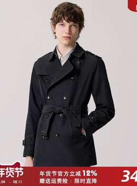 防泼水秋季短款男风衣高级感英伦修身休闲男士中长战壕青年潮外套