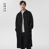 高级感单排扣休闲青年男士 新款 外套潮 风衣男2026秋季 巴尔马肯长款
