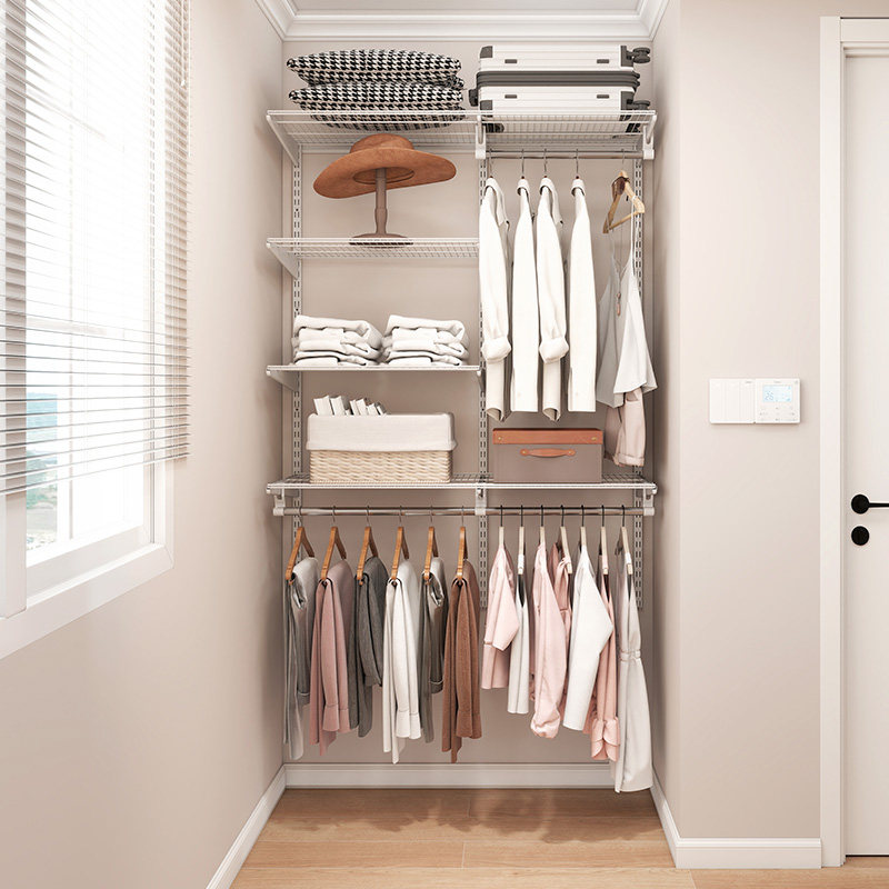 惠普登1.1米金属衣柜架子组装衣帽间多功能开放式储物间框架设计