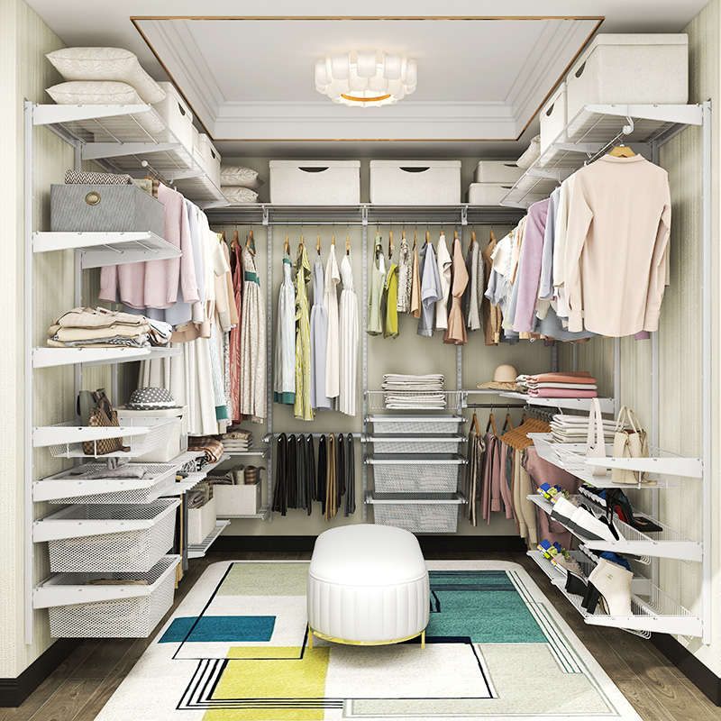 惠普登全屋定制衣帽间自制转角走入式金属衣柜主卧柜子家具卧室柜